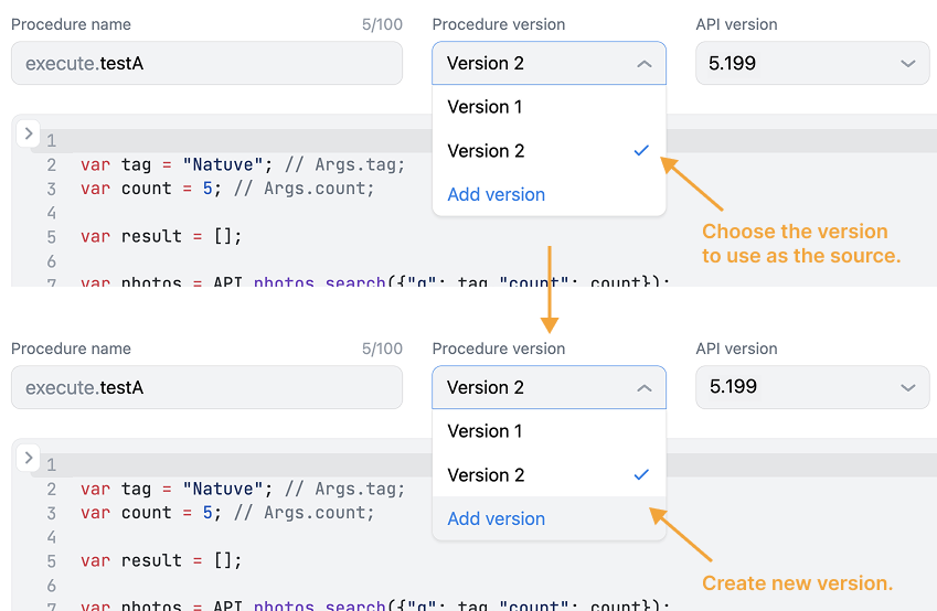 Creating a new version of a stored procedure